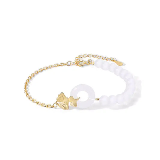Hetian Jade Peace Buckle Silver Bracelet