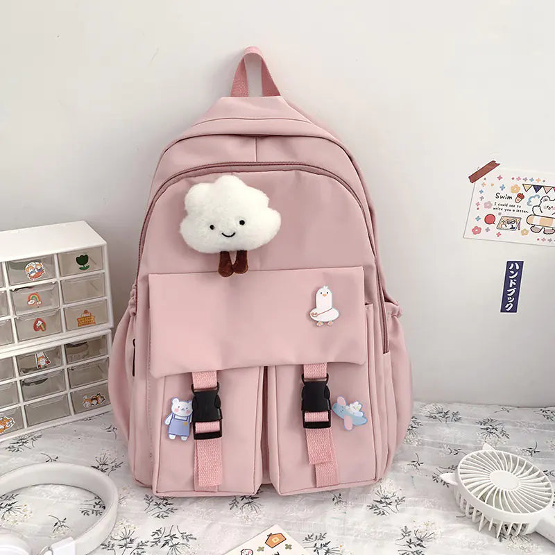 Waterproof Nylon School Backpack for Teenage Girls