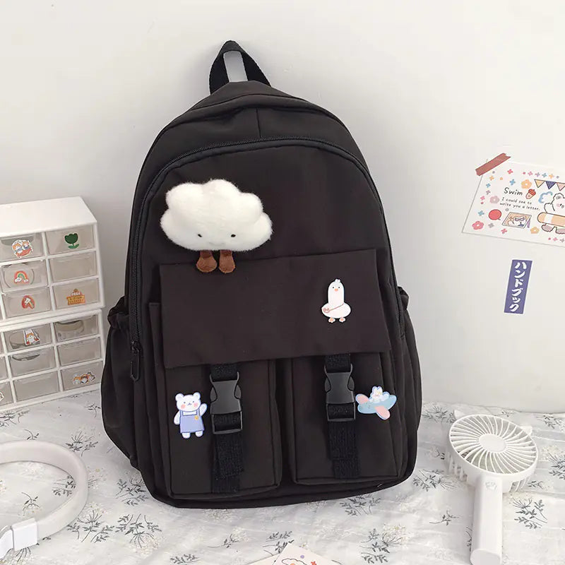 Waterproof Nylon School Backpack for Teenage Girls