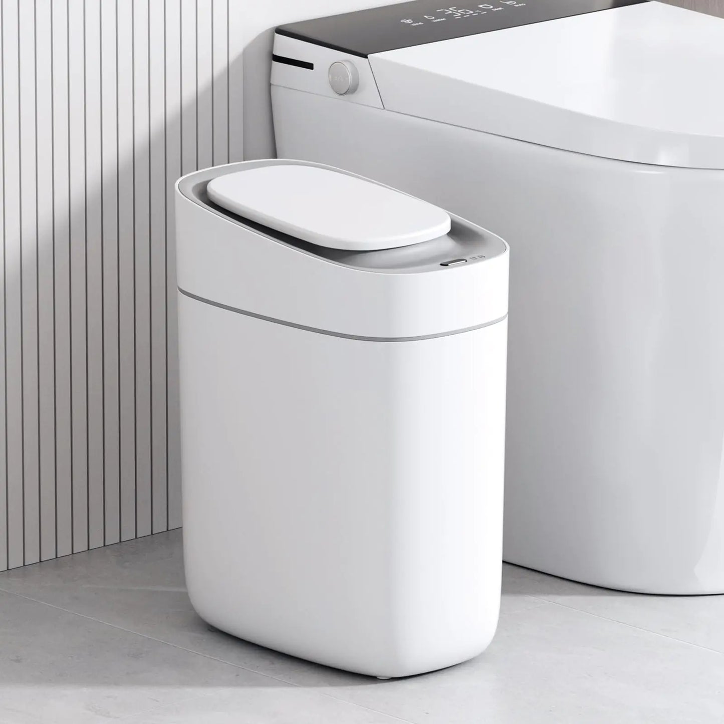 ELPHECO Automatic Bathroom Trash Can with Lid 2.5 Gallon Slim Sensor Garbage Can 9L Narrow Plastic Trash Bin Waterproof Motion Sensor Trash Bin for Bedroom Living Room Narrow Space