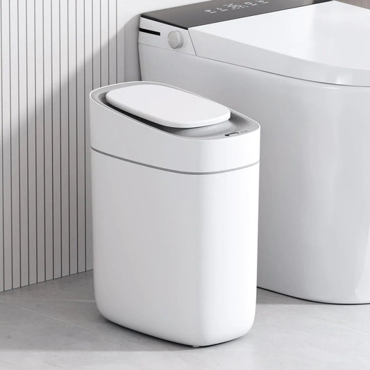 ELPHECO Automatic Bathroom Trash Can with Lid 2.5 Gallon Slim Sensor Garbage Can 9L Narrow Plastic Trash Bin Waterproof Motion Sensor Trash Bin for Bedroom Living Room Narrow Space