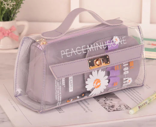 Small Daisy Transparent Pencil Case for Stationery