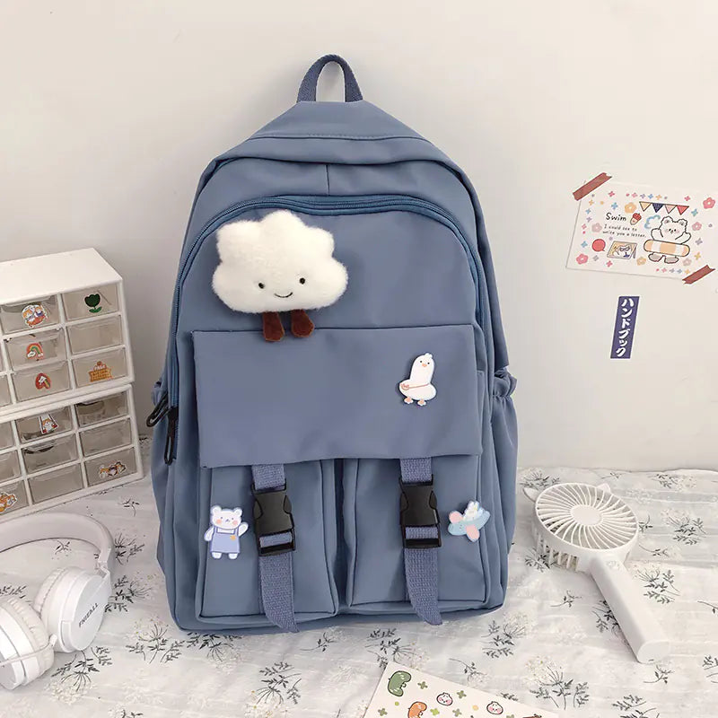 Waterproof Nylon School Backpack for Teenage Girls